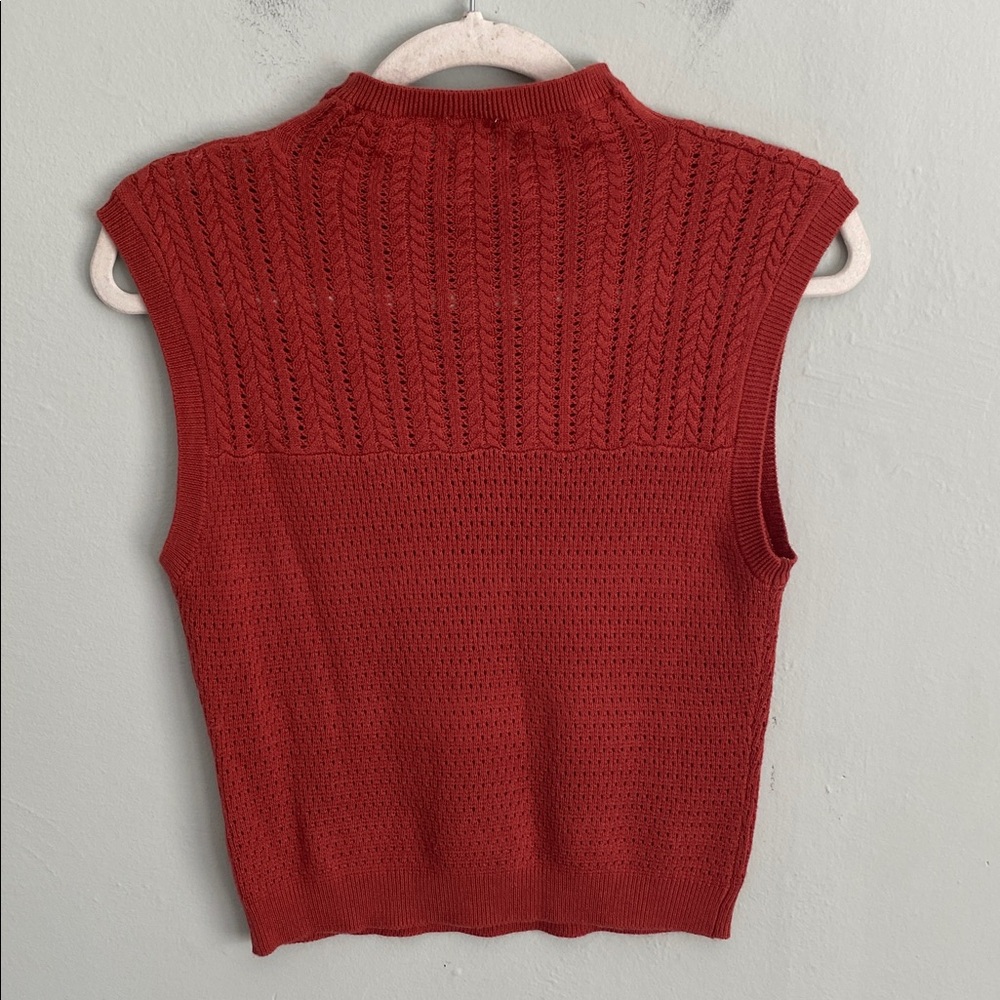 Free People Women’s Textured Knit Mock Neck Tank Top in Red Size Medium - Picture 3 of 4
